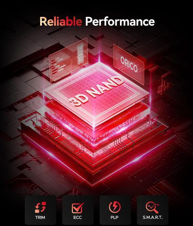 Alt view image 4 of 7 - ORICO i3800 2TB M.2 NVMe SSD, PCIe Gen3x4 M2 2280 SSD, Up to 2800MB/s Read & 1600MB/s Write, 3D NAND Flash Internal Solid State Drive with SLC Cache, Compatible with Laptops PC Desktops 2TB