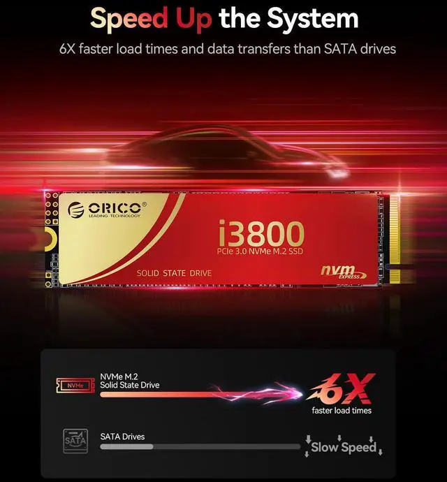 Alt view image 2 of 7 - ORICO i3800 2TB M.2 NVMe SSD, PCIe Gen3x4 M2 2280 SSD, Up to 2800MB/s Read & 1600MB/s Write, 3D NAND Flash Internal Solid State Drive with SLC Cache, Compatible with Laptops PC Desktops 2TB
