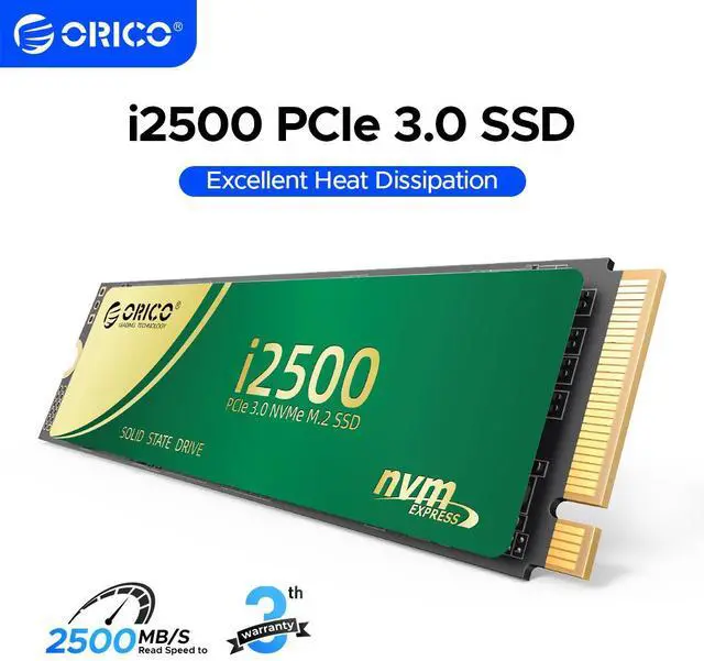 Alt view image 3 of 7 - ORICO i2500 128GB M.2 NVMe SSD, PCIe Gen3x4 M2 2280 SSD, Up to 1700MB/s Read & 1100MB/s Write, 3D NAND Flash Internal Solid State Drive with SLC Cache, Compatible with Laptops PC Desktops 128GB