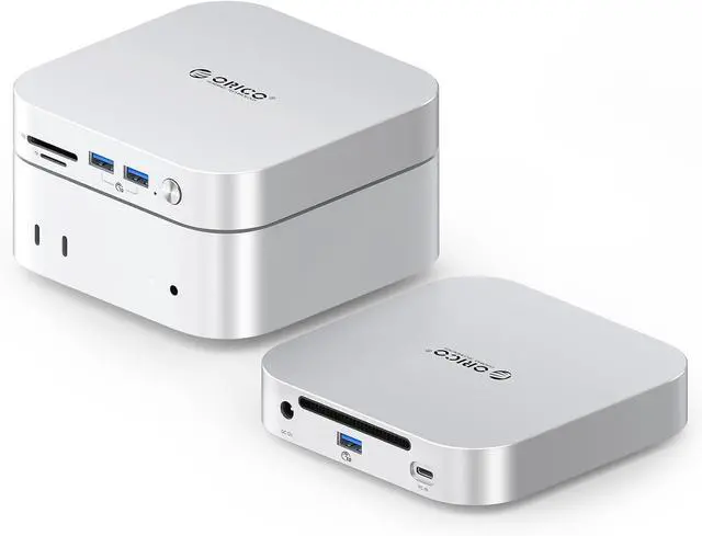 Main image of ORICO MiniLink USB4 40Gbps Hub for Mac Mini M4, 7-in-1 Aluminum Docking Station with Dual NVMe M.2 SSD Slots, 10Gbps USB-A Ports, 4.0 SD/TF Card Readers