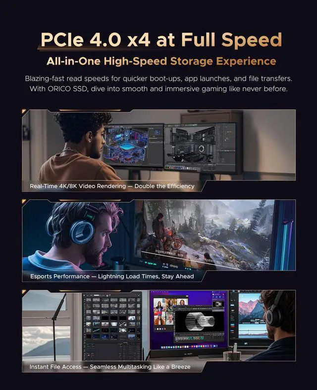Alt view image 6 of 7 - ORICO OG7000 7400MB/S NVMe PCle4.0 SSD 8-Channel Graphene Cooled Pro Creator & PS5 Upgrade Wide Compatibility 1TB