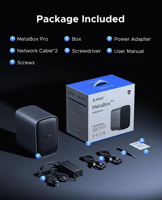 Alt view image 6 of 6 - ORICO HS500 NAS Storage, AI Album and Virtual Machine, Flexible RAID Setup, 5* HDD Slot, 2 * M.2 NVMe SSD Slot, 2 * 2.5 GbE, 4K HDMl, Network Attached Storage (Diskless)