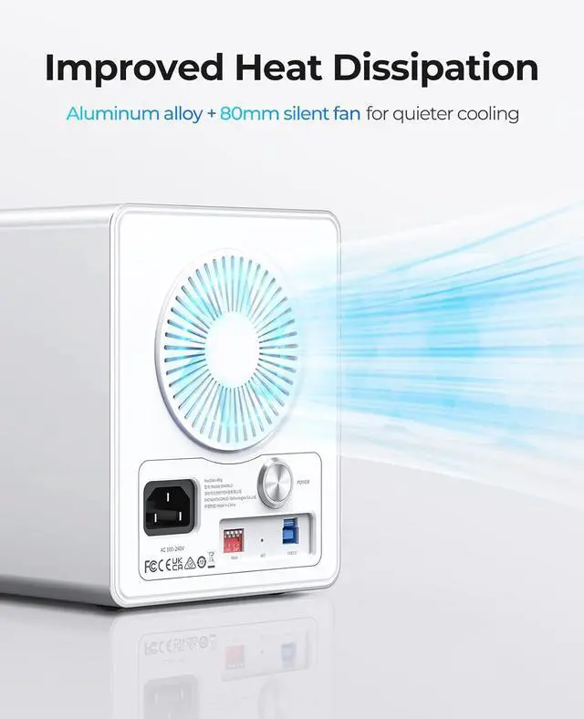 Alt view image 8 of 10 - ORICO 4Bay RAID External Hard Drive Enclosure USB3.0 for 2.5/3.5 Inch SATA HDD/SSD up to 5X 22TB Supports RAID 0/1/3/5/10/JBOD/Clone/ClearMode