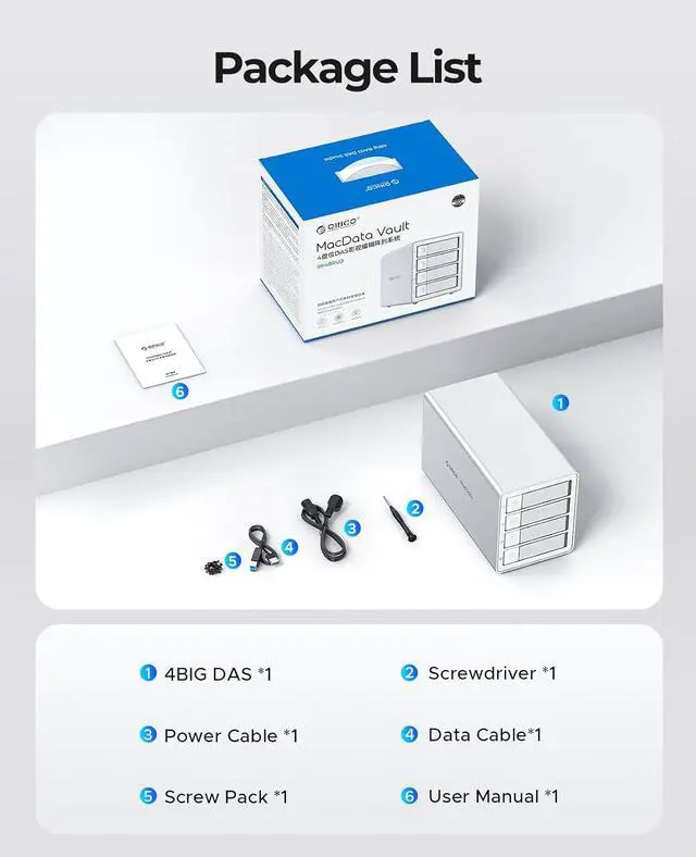 Alt view image 10 of 10 - ORICO 4Bay RAID External Hard Drive Enclosure USB3.0 for 2.5/3.5 Inch SATA HDD/SSD up to 5X 22TB Supports RAID 0/1/3/5/10/JBOD/Clone/ClearMode