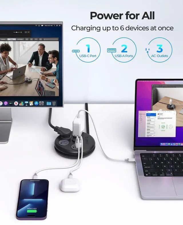 Alt view image 3 of 7 - ORICO Travel Power Strip with USB Ports, 4 ft Flat Extension Cord 3 Outlets 3 USB Ports, Portable Flat Plug Power Strip Outlet Extender for Travel, Cruise Approved - Black