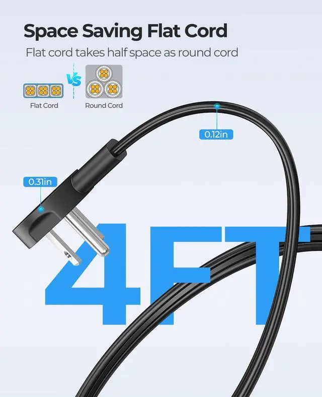 Alt view image 6 of 7 - ORICO Travel Power Strip with USB Ports, 4 ft Flat Extension Cord 3 Outlets 3 USB Ports, Portable Flat Plug Power Strip Outlet Extender for Travel, Cruise Approved - Black