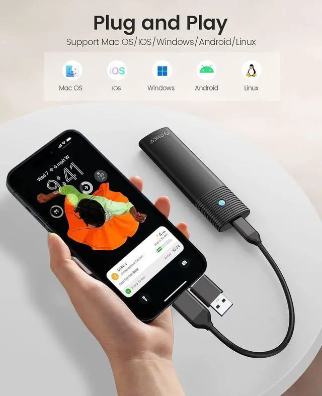 Alt view image 5 of 7 - ORICO Aluminum M.2 NVMe SSD Enclosure , Tool-Free 10Gbps USB C Adapter, USB 3.2 M.2 NVMe Reader, External SSD Case Thunderbolt 3 Compatible, Supports 4TB 2230/2242/2260/2280 PCIe M-Key SSDs-PWM2-BK