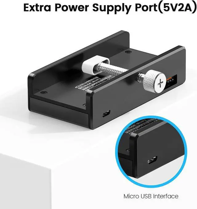Alt view image 3 of 7 - ORICO USB 3.0 Hub, USB Hub Clamp, Aluminum 4-Port USB Splitter with Extra Power Supply Port and 4.92 FT USB Data Cable, Desktop Powered USB Hub for Monitors/Desks-Black (Without Power Adapter)