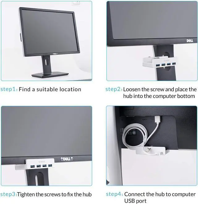 Alt view image 5 of 7 - ORICO USB 3.0 Hub Clamp Adapter, Aluminum 4-Port USB Splitter with Extra Power Supply Port and 4.92 FT USB Data Cable, Ultra-Portable USB Expander for 2021 iMac/Laptop/PC