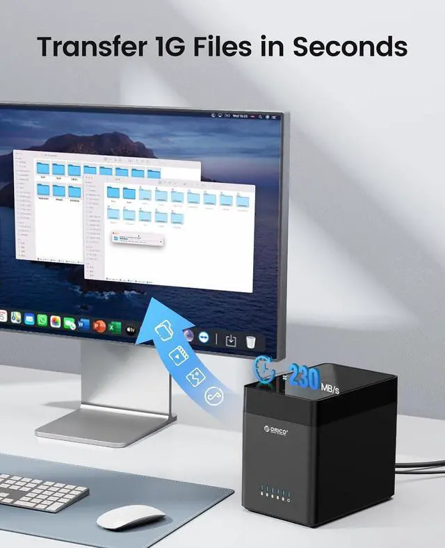 Alt view image 4 of 7 - ORICO 5 Bay 3.5inch Hard Drive Enclosure USB 3.0 to SATA Magnetic Tool-Free External HDD Docking Station Case with 12V/6.5A Power Adapter for Family Storage Expansion Up to 90TB (5x18) - DS500U3