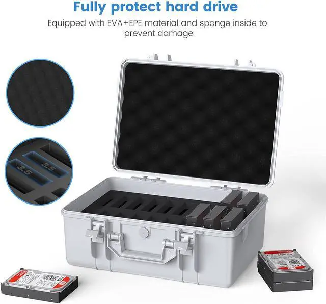 Alt view image 2 of 5 - ORICO Hard Drive Case 3.5inch 20-Bay HDD/SSD Multi-Protection Storage Suitcase with Foam Hard Case Shockproof Anti-Static MoistureProof Carrying Box-PSC L20