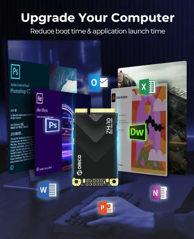 Alt view image 3 of 6 - ORICO 1TB mSATA SSD, SATA III 6Gbps 3D NAND Internal Solid State Drive for Laptops Ultrabooks Desktop-ZH10