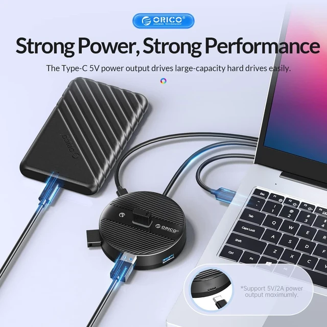 Alt view image 5 of 7 - ORICO USB Hub, 5Gbps USB Extender USB-A Splitter with 180cm Cable