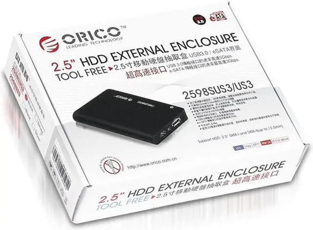 Alt view image 6 of 6 - ORICO 2598SUS3 2.5" SATA External HDD Enclosure w/ USB3.0 + E-SATA Interface, support Hot-swap, Plug and Play