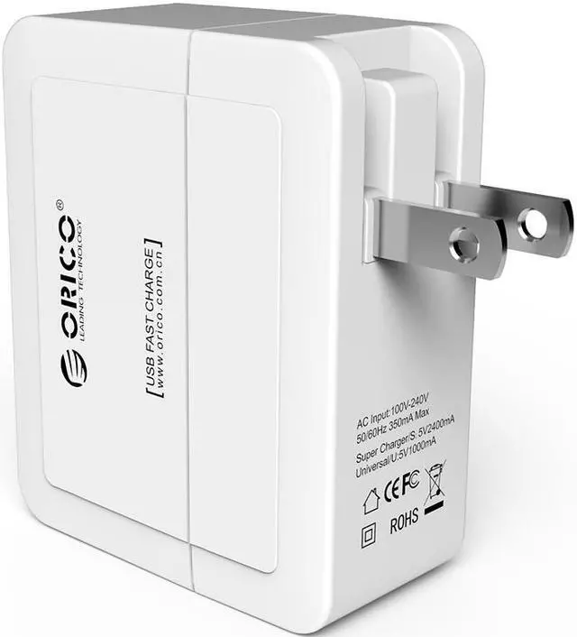 Alt view image 2 of 5 - ORICO Ultra Mini 2 Ports USB Charger Pocket Size with Folding Plug  5V2.4A Super Charging Port and 5V1.5A Universal Port Charing your Phone,Tablet for Traveling,Home,Office