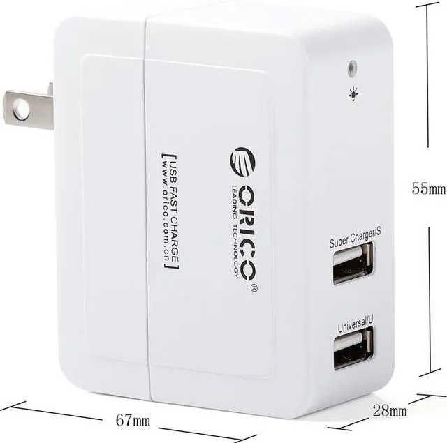 Alt view image 3 of 5 - ORICO Ultra Mini 2 Ports USB Charger Pocket Size with Folding Plug  5V2.4A Super Charging Port and 5V1.5A Universal Port Charing your Phone,Tablet for Traveling,Home,Office