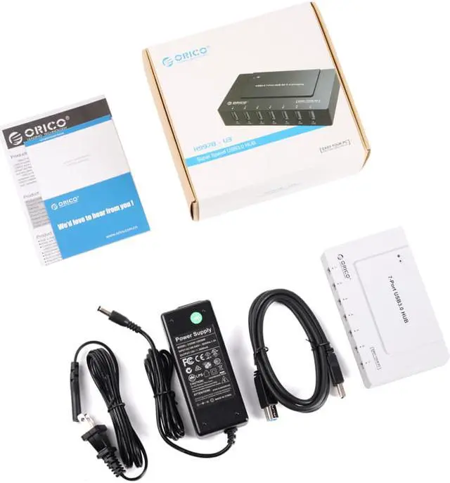 Alt view image 5 of 5 - ORICO  7 Port USB 3.0 SuperSpeed Hub with 36W Power Adapter - VIA VL812 Chipset - Windows, Mac OS X, and Linux Support - Full USB 2.0 Backwards Compatibility  -White (H9978-U3)