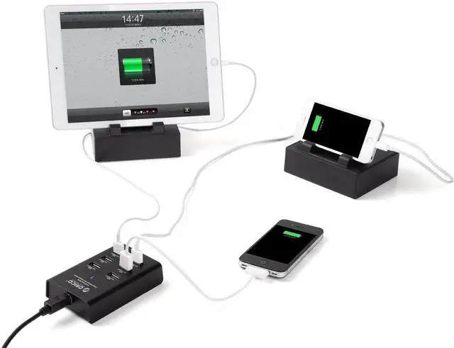 Alt view image 4 of 6 - ORICO DUB-6P 72W 6 Port USB Charging Station - Black