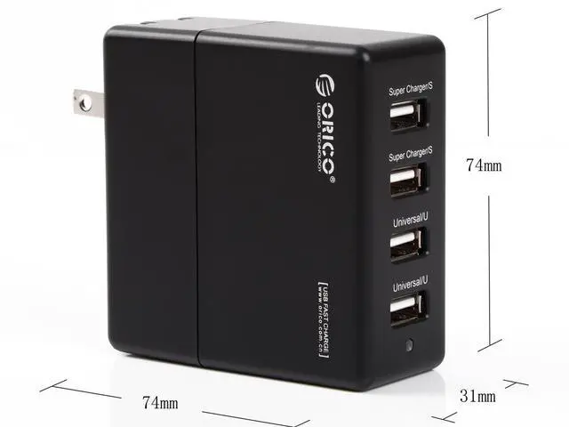 Alt view image 2 of 6 - ORICO DCK-4U 4-Port USB Wall Charger with Fast Charging Technology - Black
