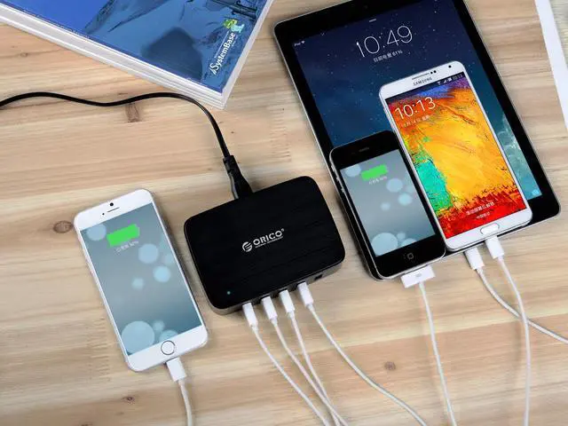 Alt view image 6 of 7 - ORICO 40W 5-Port USB Charger with OTG Access to Android or Windows Smartphones, Tablets, 2x5V 2.4A Charging Ports with Quick Charge Technology and 3x5V 1A Regular Ports - Black (DCT-5U)