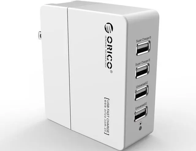 Main image of ORICO 34W DCX-4U 6.8A 4-Port Portable Travel Wall USB Charger with Foldable Plug for iPhone 6s / 6 / 6 plus, iPad Air 2 / mini 3, Samsung Galaxy S6 Edge / Note 5, HTC M9, Nexus and More - White