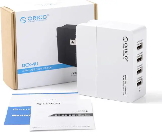 Alt view image 5 of 5 - ORICO 34W DCX-4U 6.8A 4-Port Portable Travel Wall USB Charger with Foldable Plug for iPhone 6s / 6 / 6 plus, iPad Air 2 / mini 3, Samsung Galaxy S6 Edge / Note 5, HTC M9, Nexus and More - White