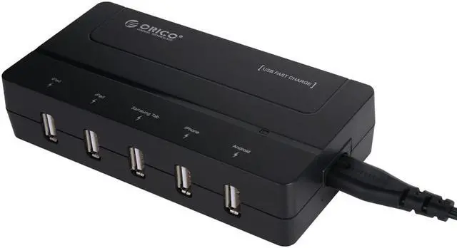 Alt view image 3 of 5 - ORICO DCH-5U 30W 5-Port Desktop USB Charger for iPhone 6s / 6 / 6 Plus, iPad Air 2 / Mini 3, Samsung Galaxy S6 / S6 Edge / Note 5, HTC M9, Nexus and More - Black