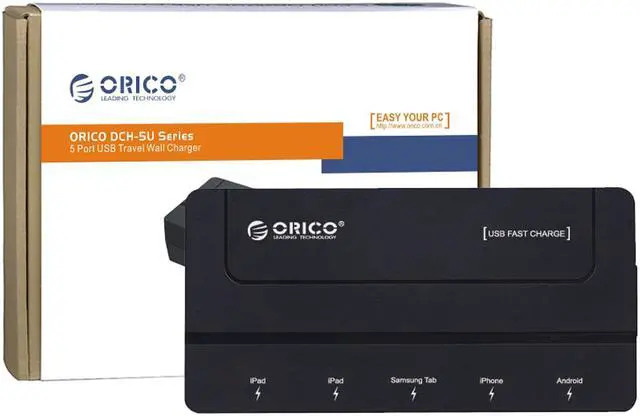 Alt view image 2 of 5 - ORICO DCH-5U 30W 5-Port Desktop USB Charger for iPhone 6s / 6 / 6 Plus, iPad Air 2 / Mini 3, Samsung Galaxy S6 / S6 Edge / Note 5, HTC M9, Nexus and More - Black