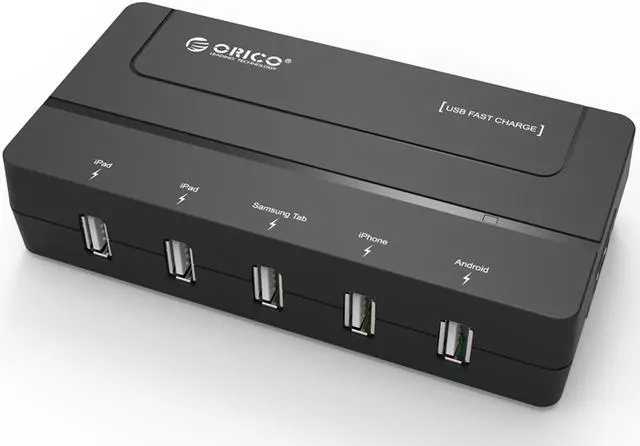 Main image of ORICO DCH-5U 30W 5-Port Desktop USB Charger for iPhone 6s / 6 / 6 Plus, iPad Air 2 / Mini 3, Samsung Galaxy S6 / S6 Edge / Note 5, HTC M9, Nexus and More - Black