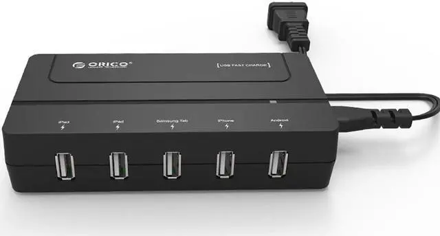 Alt view image 4 of 5 - ORICO DCH-5U 30W 5-Port Desktop USB Charger for iPhone 6s / 6 / 6 Plus, iPad Air 2 / Mini 3, Samsung Galaxy S6 / S6 Edge / Note 5, HTC M9, Nexus and More - Black