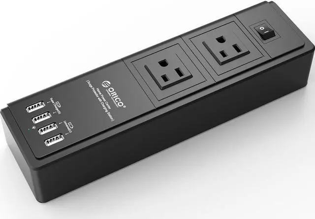 Alt view image 2 of 5 - ORICO HPC-2A4U 2-outlet Surge Protector with 5V/7A/35W 4 Port USB Station with Intelligent Charging IC for iPhone 6 5s 5c; iPad; Galaxy S5 S4; Note 3 2; HTC One; Nexus and most USB-Charged devices