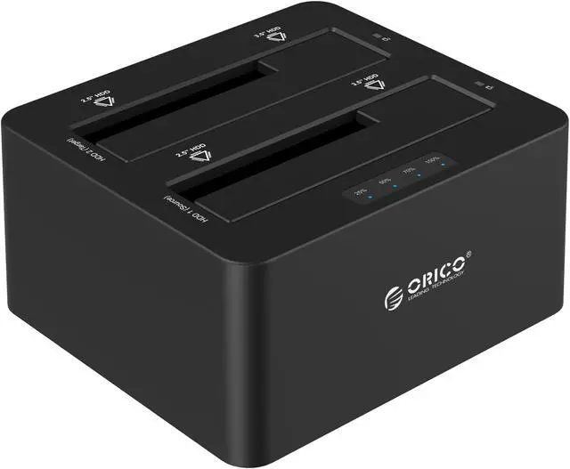 Main image of ORICO Dual Bay SATA to USB3.0 External Hard Drive Docking Station for 2.5" and 3.5" HDD, SSD with Duplicator/Clone Function [2 x 6TB support]-Black