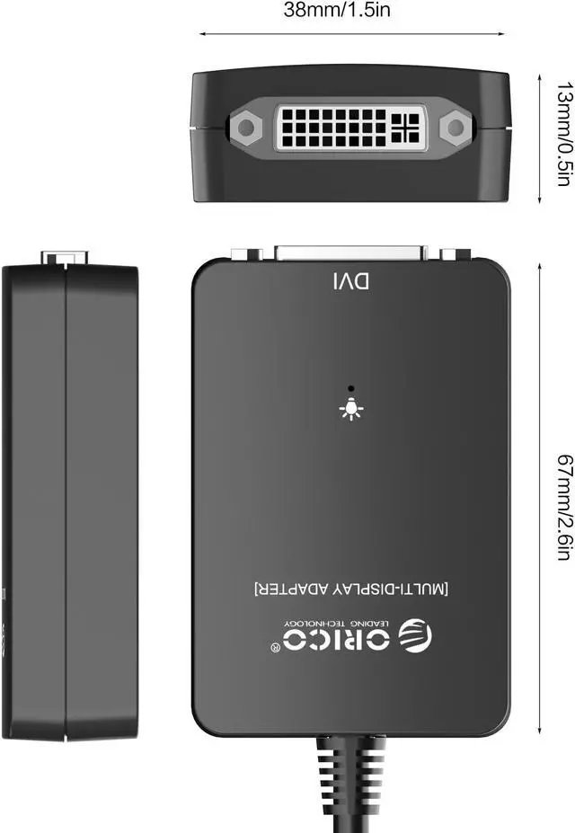 Alt view image 7 of 7 - ORICO DU3D USB 3.0 to DVI External Video Graphics Adapter Card for Multi Monitor up to 2048x1152 / 1920x1080 support MAC, Windows XP, Vista, 7, 8 and 8.1
