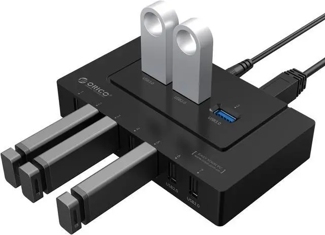 Alt view image 2 of 7 - ORICO H9910-U3-US 10 Ports USB HUB 3 Super Speed USB3.0 Ports and 7 Ports of USB2.0 - Black