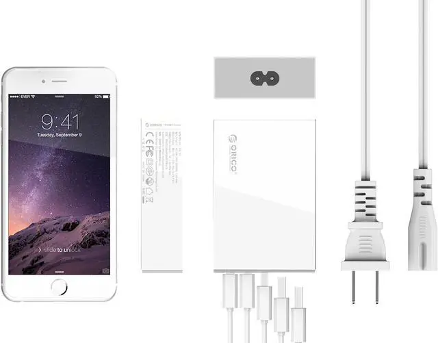 Alt view image 5 of 7 - ORICO CSL-5U-US 40W 5 Ports USB Charger with Fast Charging Technology for iPhone 6 / 6 Plus, iPad Air 2 / Mini 3, Galaxy S6 / S6 Edge, Nexus, HTC M9, Nokia and More -White