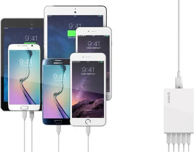 Alt view image 3 of 7 - ORICO CSL-5U-US 40W 5 Ports USB Charger with Fast Charging Technology for iPhone 6 / 6 Plus, iPad Air 2 / Mini 3, Galaxy S6 / S6 Edge, Nexus, HTC M9, Nokia and More -White