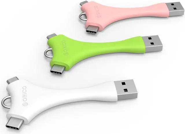 Alt view image 3 of 6 - ORICO C1 Dual Port Portable Sync & Charge Micro B + Type-C Data Cable for Xiaomi HUAWEI Samsung etc With Key Ring