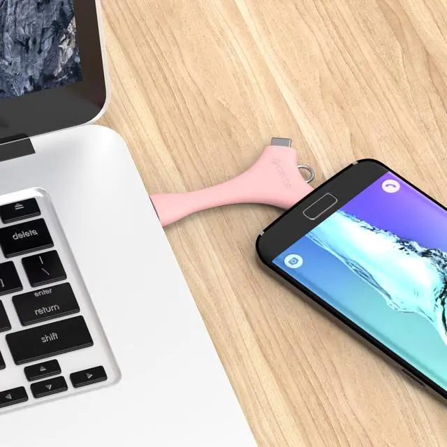 Alt view image 5 of 6 - ORICO C1 Dual Port Portable Sync & Charge Micro B + Type-C Data Cable for Xiaomi HUAWEI Samsung etc With Key Ring