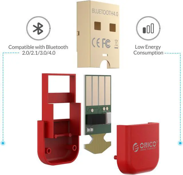 Alt view image 4 of 7 - ORICO USB Bluetooth 4.0 Transmitter Receiver with 3Mbps Data Transfer Rate and 20M Wireless Range -Red