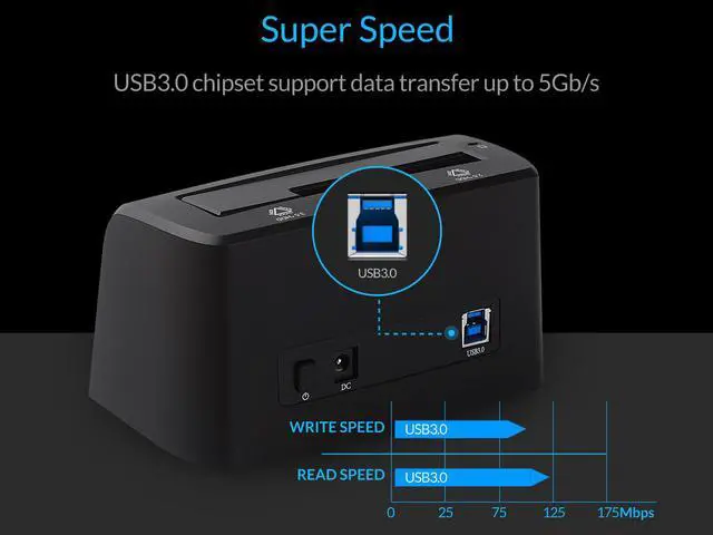 Alt view image 5 of 7 - ORICO Tool Free SuperSpeed USB3.0 SATA 2.5 & 3.5 inch HDD SSD External Hard Drive Docking Station Support UASP & SATAIII for PC, Notebook ,MacBook ,laptop and Desktop - Black