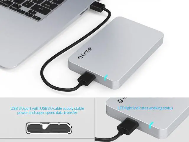 Alt view image 3 of 7 - ORICO USB 3.0 and SATA III UASP Supported 2.5-inch SATA Hard Drive External Enclosure - Sliver (2569S3-V1)