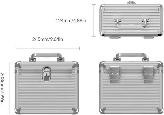 Alt view image 7 of 14 - ORICO Aluminum Hand-held Multi-protection 5 Bay 3.5 inch HDD Protective Storage Carrying Box with Security Lock - Silver (BSC35-05)