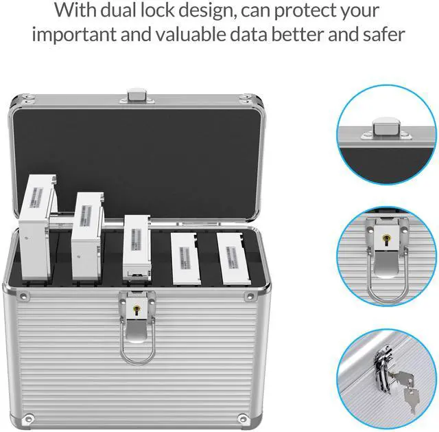 Alt view image 5 of 14 - ORICO Aluminum Hand-held Multi-protection 5 Bay 3.5 inch HDD Protective Storage Carrying Box with Security Lock - Silver (BSC35-05)