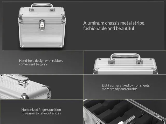 Alt view image 2 of 14 - ORICO Aluminum Hand-held Multi-protection 5 Bay 3.5 inch HDD Protective Storage Carrying Box with Security Lock - Silver (BSC35-05)
