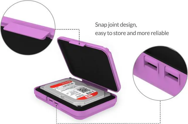 Alt view image 4 of 7 - ORICO 3.5-inch HDD Protector, Ultimate Villa For 3.5" Hard Disk Drive , 3.5 Inch Protective Box/Storage Case, Anti-Static/Anti-Drop/Anti-Shake/Water Resistant/Dust Resistant Case - Purple (PHX-35)