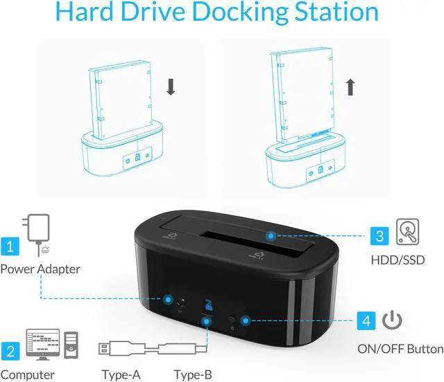 Alt view image 3 of 7 - [Support UASP and 18TB ]  ORICO  2.5"/3.5" SATA HDD SSD Enclosure  Case Super Speed USB 3.0 to SATA  5Gbps External Hard Drive Docking Station  -Black