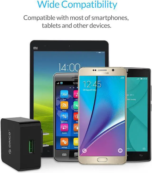 Alt view image 5 of 7 - ORICO Quick Charge 3.0 18W USB Wall Charger for Nexus 6, Galaxy S6/S6 Edge/Note 4/Note Edge, HTC One M8/M9, Sony Xperia Z3/Z2 and More - Black (QTW-1U-US)