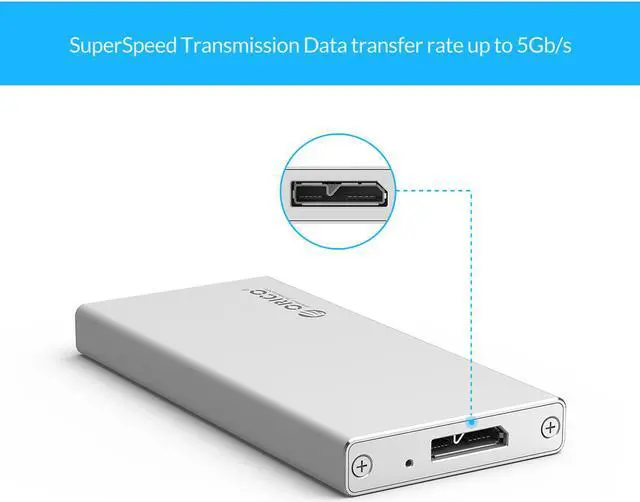 Alt view image 3 of 7 - ORICO USB 3.0 High Speed  mSATA HDD Case Box Aluminum  Portable Mobile Enclosure for 1.8 inch SSD  -Silver