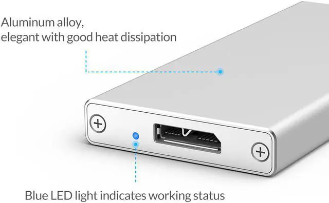 Alt view image 2 of 7 - ORICO USB 3.0 High Speed  mSATA HDD Case Box Aluminum  Portable Mobile Enclosure for 1.8 inch SSD  -Silver