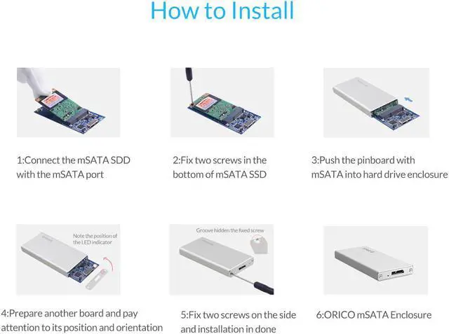 Alt view image 5 of 7 - ORICO USB 3.0 High Speed  mSATA HDD Case Box Aluminum  Portable Mobile Enclosure for 1.8 inch SSD  -Silver